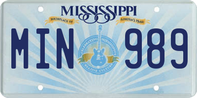MS license plate MIN989
