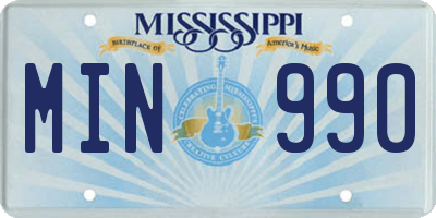 MS license plate MIN990