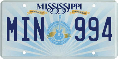 MS license plate MIN994