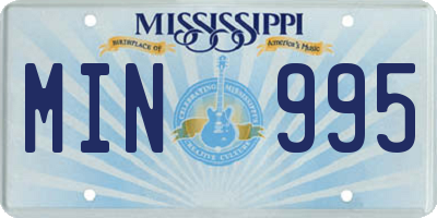 MS license plate MIN995