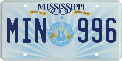 MS license plate MIN996