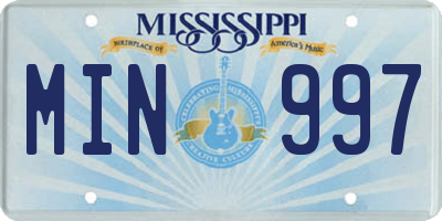 MS license plate MIN997