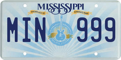 MS license plate MIN999