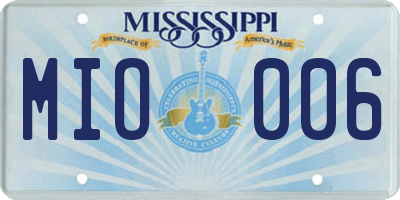 MS license plate MIO006