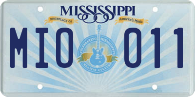 MS license plate MIO011