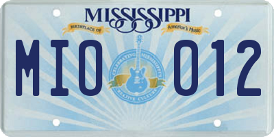 MS license plate MIO012