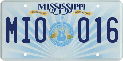 MS license plate MIO016