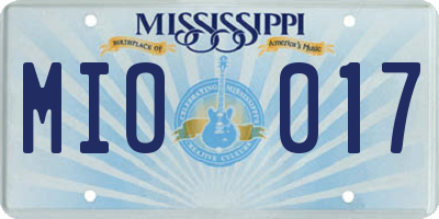 MS license plate MIO017
