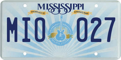 MS license plate MIO027
