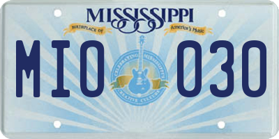 MS license plate MIO030