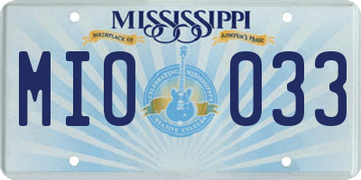 MS license plate MIO033