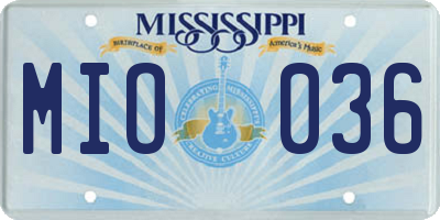 MS license plate MIO036