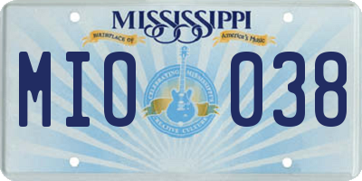MS license plate MIO038