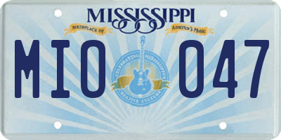 MS license plate MIO047