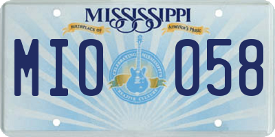 MS license plate MIO058