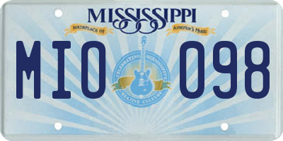MS license plate MIO098