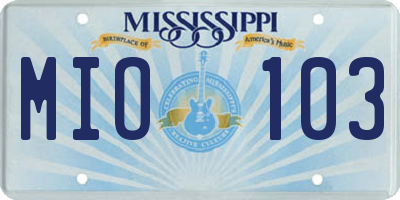 MS license plate MIO103