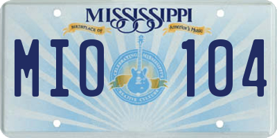 MS license plate MIO104