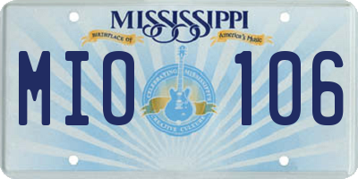 MS license plate MIO106