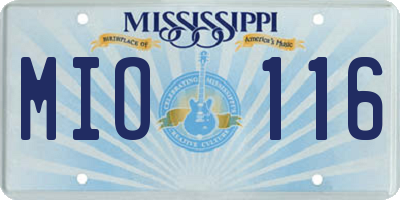 MS license plate MIO116