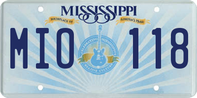 MS license plate MIO118