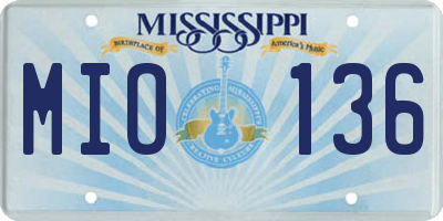 MS license plate MIO136