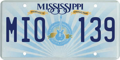 MS license plate MIO139