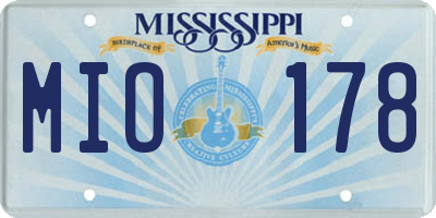 MS license plate MIO178