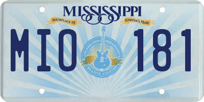 MS license plate MIO181