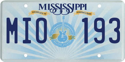 MS license plate MIO193
