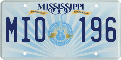 MS license plate MIO196