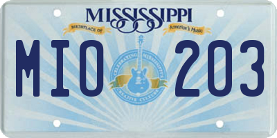 MS license plate MIO203