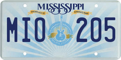 MS license plate MIO205