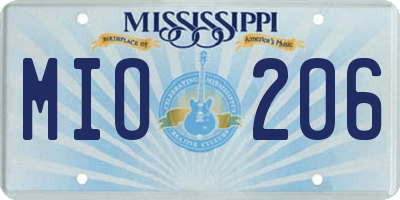 MS license plate MIO206
