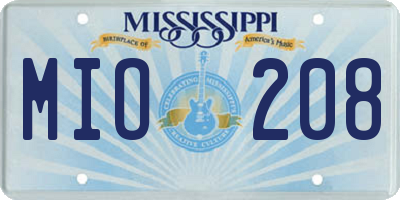 MS license plate MIO208