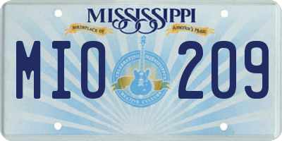 MS license plate MIO209