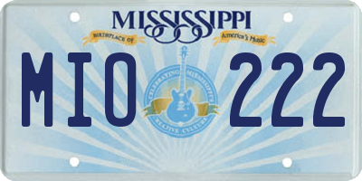 MS license plate MIO222