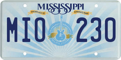 MS license plate MIO230