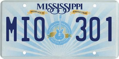 MS license plate MIO301