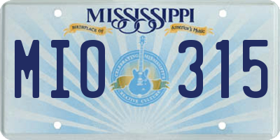MS license plate MIO315