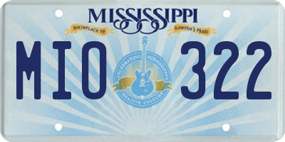 MS license plate MIO322
