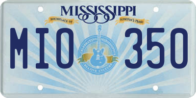 MS license plate MIO350
