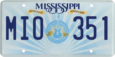 MS license plate MIO351