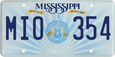 MS license plate MIO354