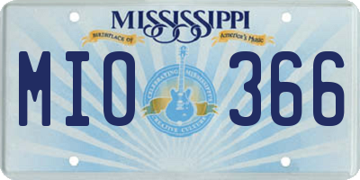 MS license plate MIO366