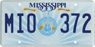MS license plate MIO372