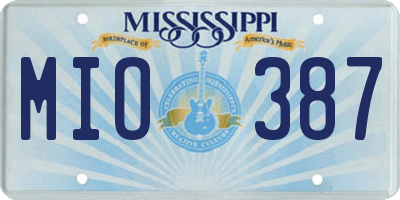 MS license plate MIO387