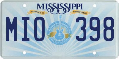 MS license plate MIO398
