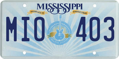 MS license plate MIO403