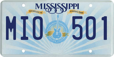 MS license plate MIO501